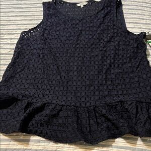 Crown & Ivy Navy Crochet Blouse